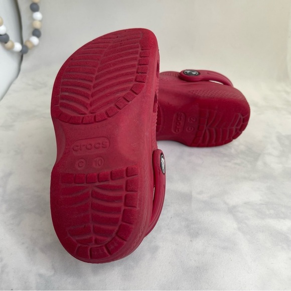 Iconic CROCS Comfort Clogs Red Ventilation Heel Strap water shoes Kids Size C10 - Picture 4 of 8